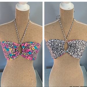 Reversible Bikini Top: floral and animal print